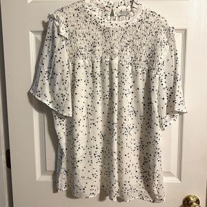 Women’s XXL White with Navy Design Blouse